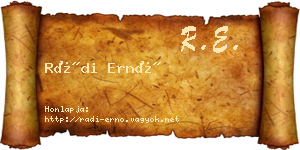Rádi Ernő névjegykártya
